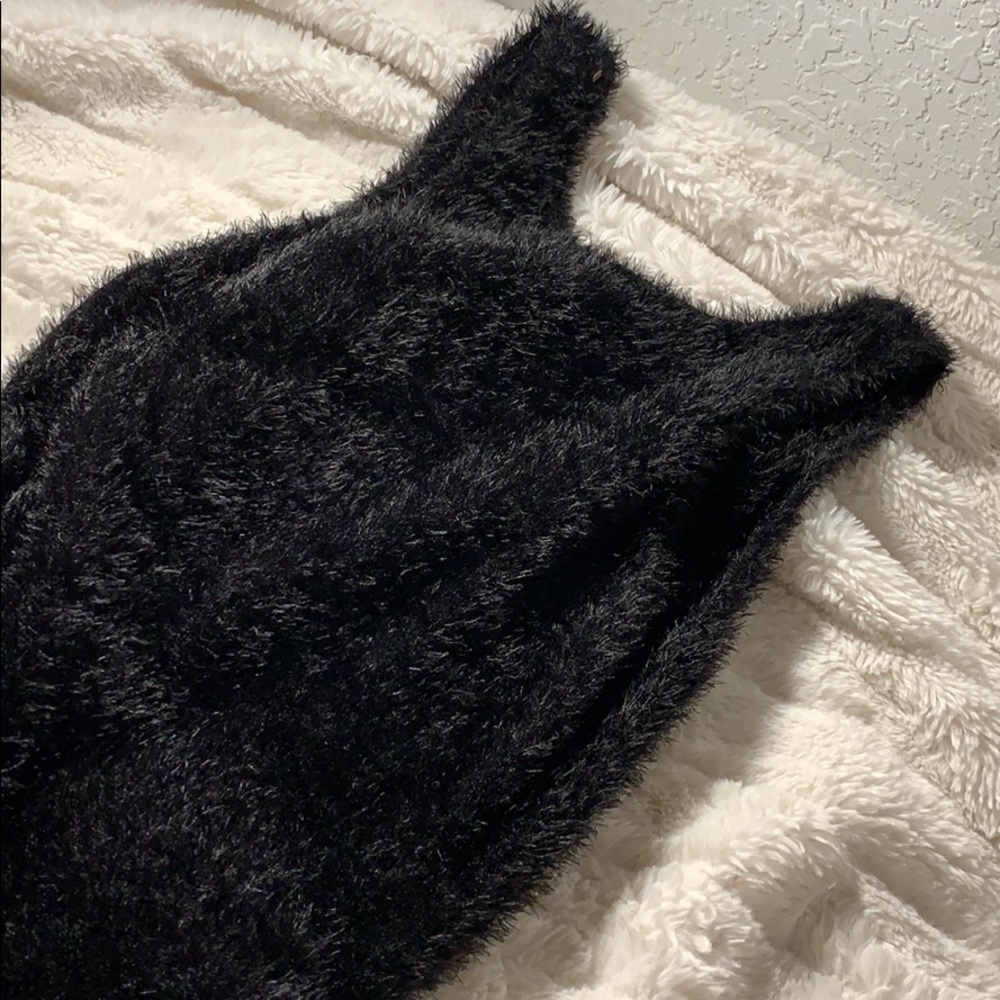 Black fuzzy bodysuit